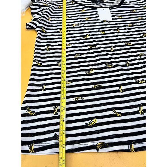 Lumiere Black White Striped Banana Print Short Sleeve Crewneck T-Shirt M NWT - Picture 7 of 7